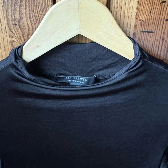 All Saints Marina Black Long Sleeve Top - Picture 7 of 10